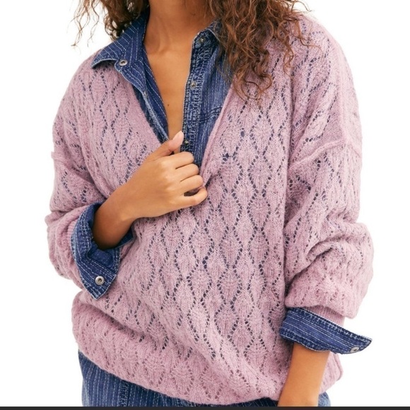 Nwt Free People "Say Hello" Lilac Tunic Sweater - Picture 1 of 6